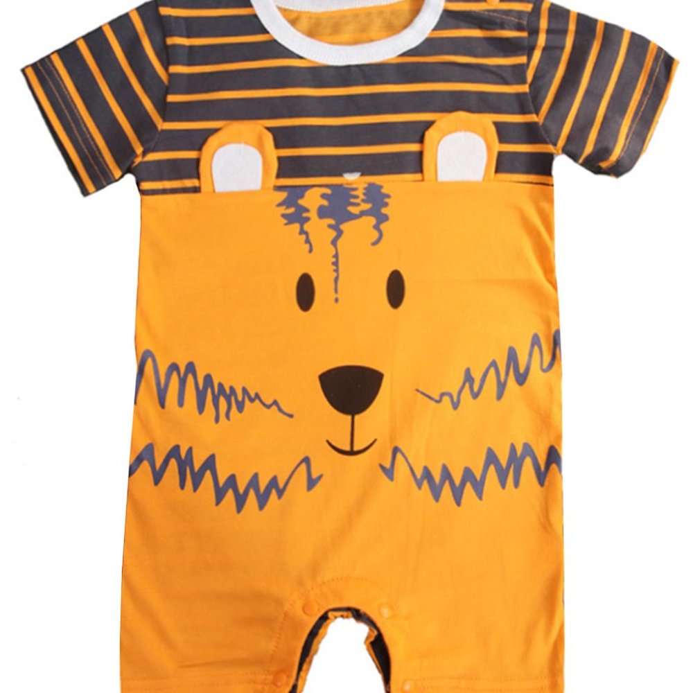 Orange Tiger Cotton Baby Romper